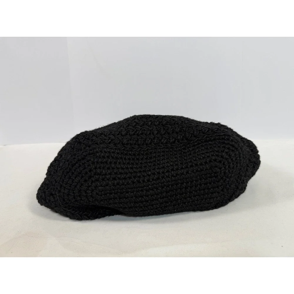 The Sak Black Crochet Hobo Bag Wood Beaded Braided Straps Boho Shoulder Bag